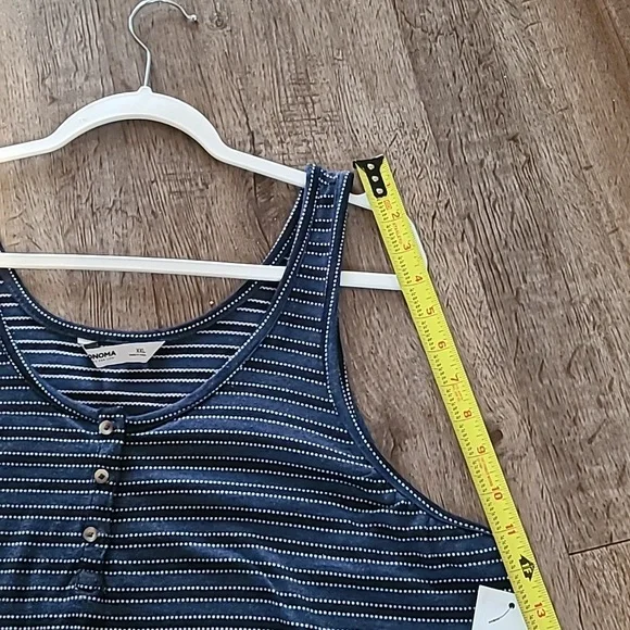 SONOMA BRAND WOMENS NAVY AND WHITE STRIPED TANK TOP SIZE XX LARGE - Picture 7 of 8
